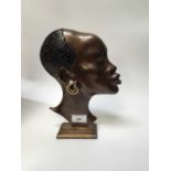 Good quality mid century Hagenauer style bronze bust of a woman, 26.5cm height