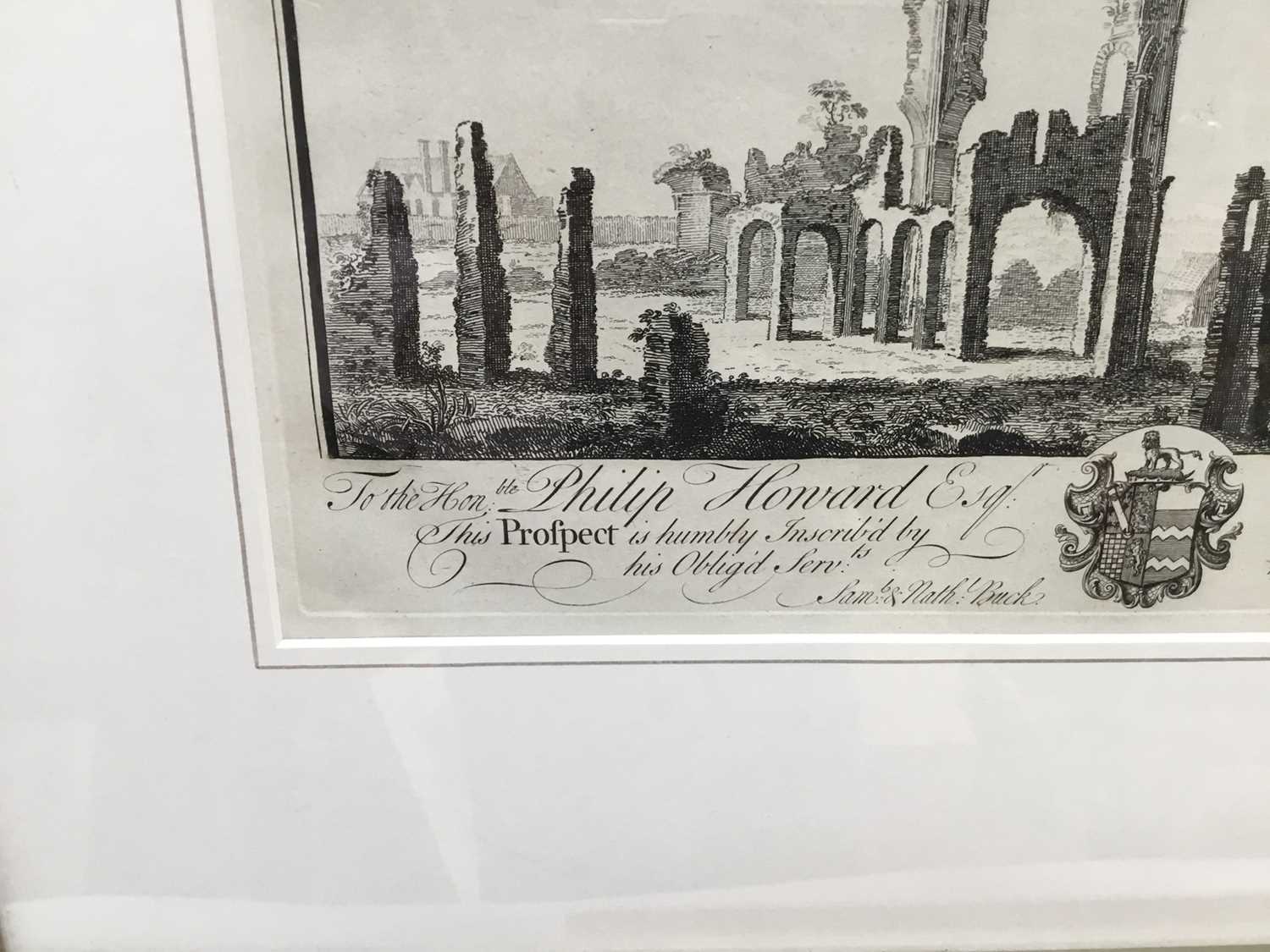 Samuel and Nathaniel Buck, 18th century engraving depicting the South East view of Thetford Priory, - Image 3 of 4