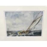 Deryck Foster (b.1924) watercolour - sailing boat in squally seas, signed, in glazed gilt frame, 24c