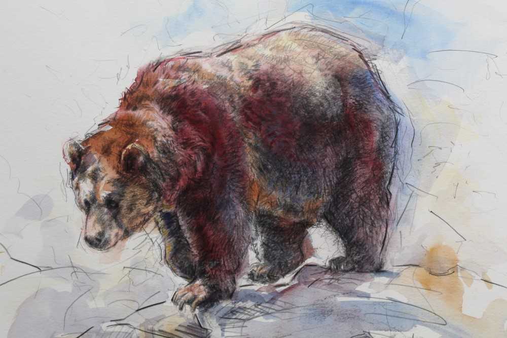 Rachel Lockwood (b. 1965) mixed media, brown bear, indistinctly signed - Image 2 of 5