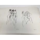 Peter Collins (1923-2001) folio of unframed life studies including 'three girl' nudes from 1970, tog