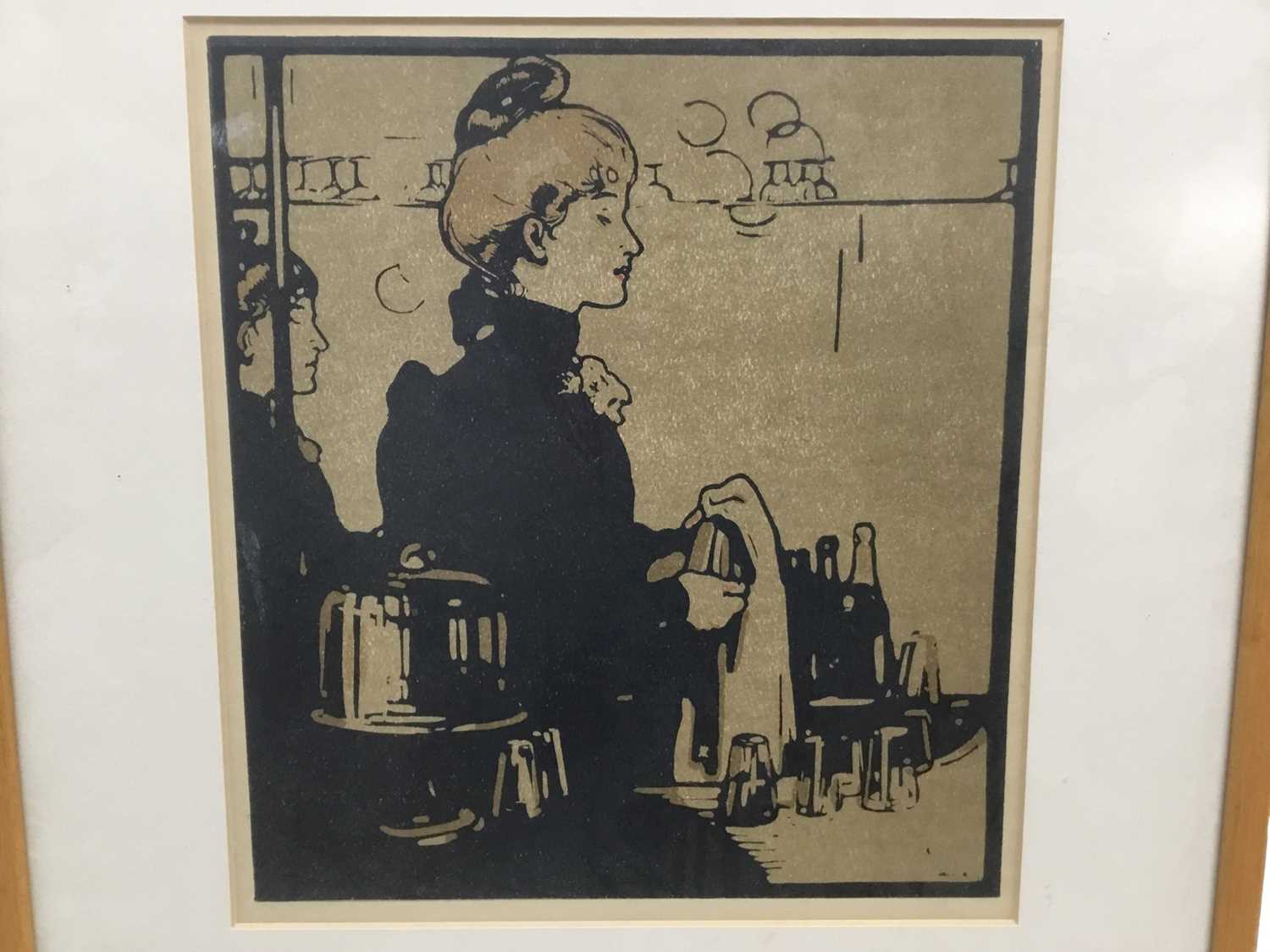 William Nicholson (1872-1949) woodcut - bar maid