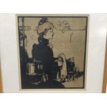 William Nicholson (1872-1949) woodcut - bar maid