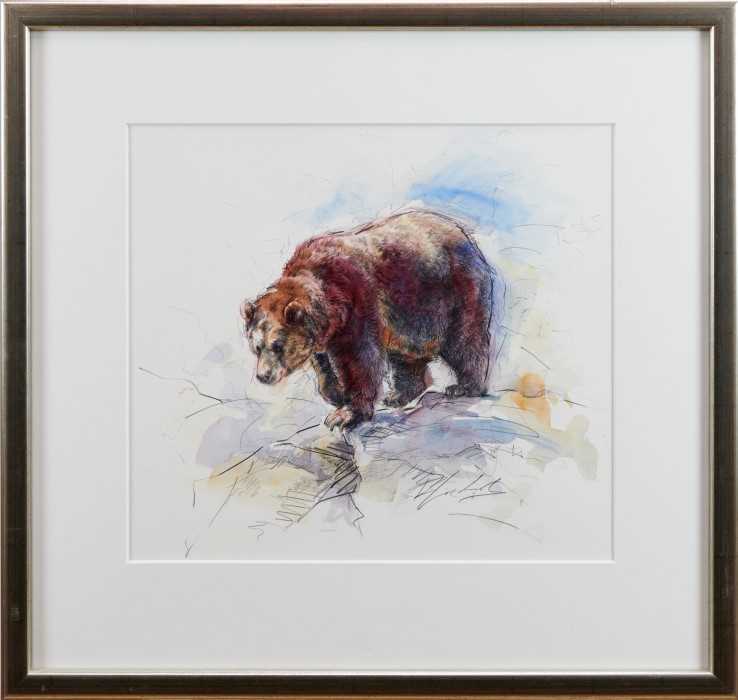 Rachel Lockwood (b. 1965) mixed media, brown bear, indistinctly signed