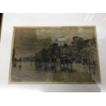 Felix Buhot (1847-1898) - The Cab Stand 19th C. etching