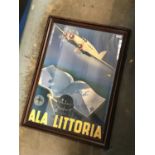 Framed and glazed art deco style print - Ala Littoria