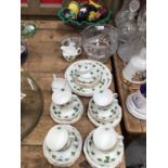 Quantity of Colclough Ivy Leaf teaware, together with replica ceramic fruit in dish and other glass