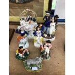 Early 19th century creamware figure and other Staffordshire figures