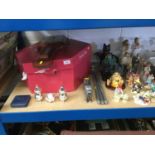 Miscellaneous group of items to include Royal Doulton Paddington figures, two ladies hats, Willow Tr