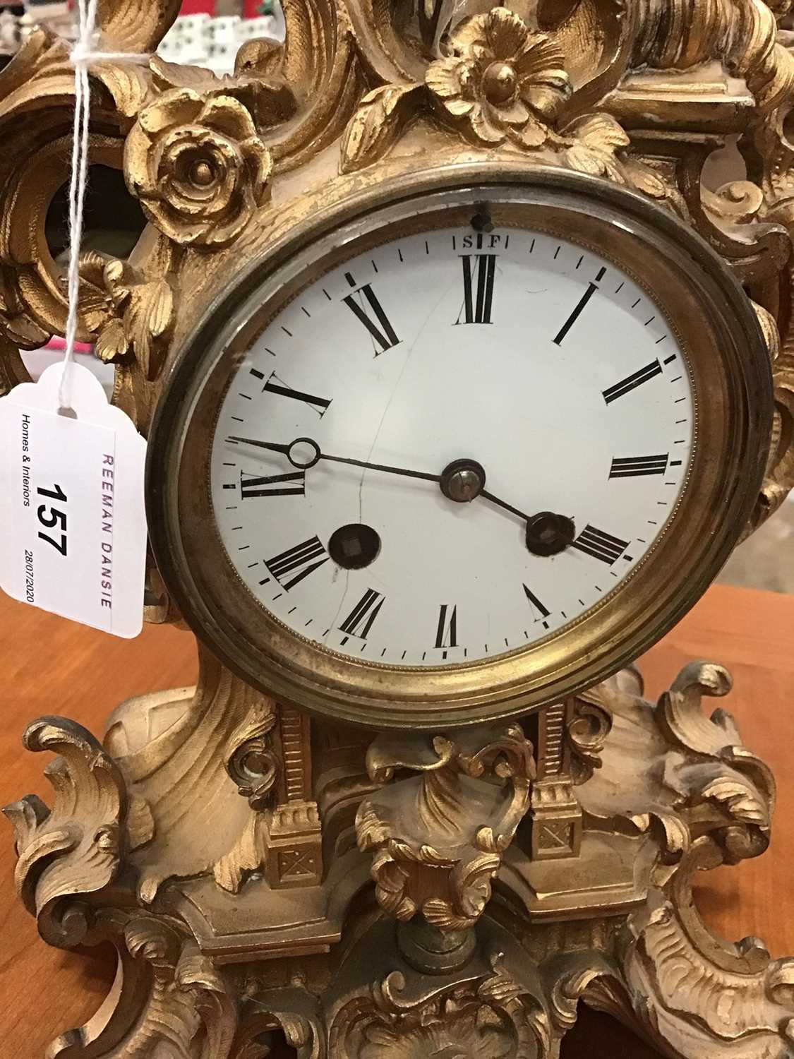 French ormolu rococo mantel clock - Image 2 of 2