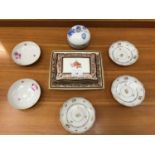 Wedgwood Clio patterned trinket box with matching dish and vase, Maling lustre Peony Rose two handle