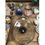 Decorative Holmegaard smokey grey art glass dish together with four other stylish art glass bowls in
