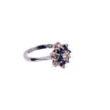 Diamond and sapphire cluster ring