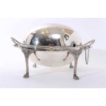 Late 19th/early 20th century silver plated revolving breakfast dish of typical form