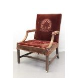George III fruitwood and mahogany Gainsborough chair