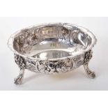 Victorian silver dish on three feet