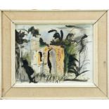 *John Piper (1903-1992) ink and watercolour - Welsh Chapel, signed, in glazed frame, 29cm x 38.5cm