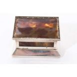 Edwardian silver mounted tortoiseshell stamp box of rectangular form.