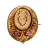 Victorian ruby and diamond brooch