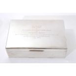 Large contemporary silver cigar box in case