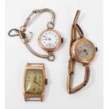 Three 9ct gold cased wristwatches