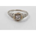 Art Deco diamond single stone ring with an old cut diamond estimated to weigh approximately 0.25cts