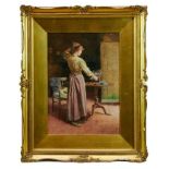 Carlton Alfred Smith (1853-1946) watercolour - "Vanity", signed, in original glazed gilt frame, 37cm