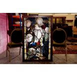 Large 19th century stained glass panel