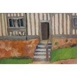 David Britton, contemporary, oil on board - 15th Century Cottages Stoke By Nayland, signed, framed,