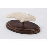 Unusual antique carved ivory whale, possibly Inuit