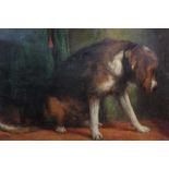 After Sir Edwin Landseer, oil on canvas – Waiting for master, in gilt frame, 49cm x 69cm