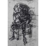 Hilary Beauchamp charcoal on paper - a seated female prisoner, signed, inscribed verso, in glazed fr