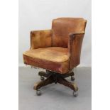 Early 20th century leather swivel desk chair