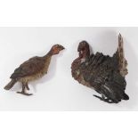 Pair of late 19th century Austrian cold painted bronze figures of turkeys