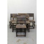 Six late 17th / early 18th century dining chair with studded leather seats