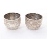 Pair small Victorian silver stirrup cups, Charles S Harris, London 1884