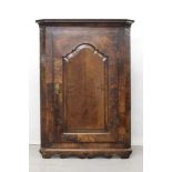 Early18th century walnut hanging corner cupboard.