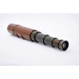 Early 20th century leather cased five drawer telescope