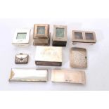 Selection of eight early 20th century silver stamp holders and boxes.