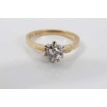 Diamond single stone ring with a brilliant cut diamond estimated to weigh approximately 0.40cts in c