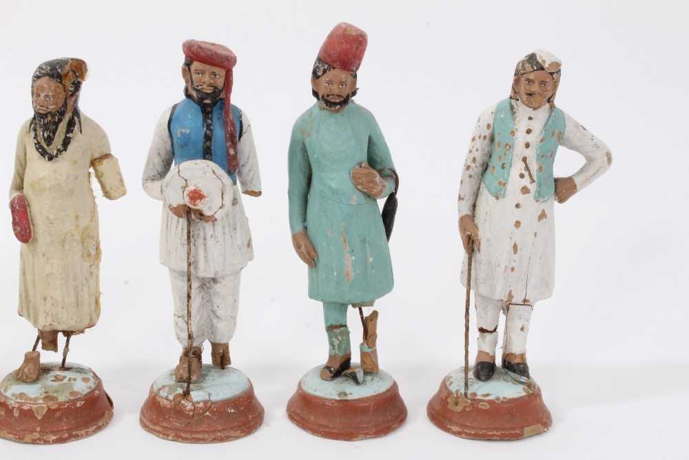 Nine 19th century Indian clay Lucknow figures - Image 4 of 8