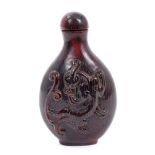 Chinese carved horn snuff bottle