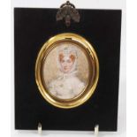 John Barry (act. 1784-1827) portrait miniature on ivory, portrait of a young lady named verso as Mrs