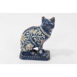 Late 19th century Swiss Thoune pottery cat money box