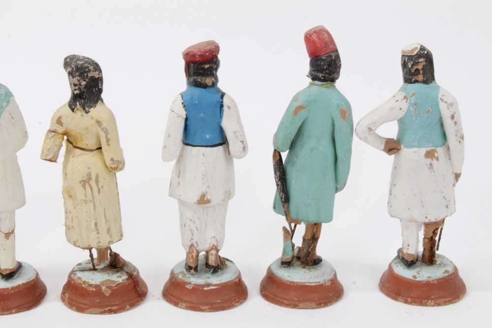 Nine 19th century Indian clay Lucknow figures - Image 8 of 8