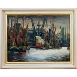 *David Carr - oil on canvas - Ipswich Docks, signed and dated verso 1943, ex Glyn Morgan Estate
