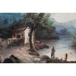 Chinese School, oil on card laid on board -Three Chinese studies (3)
