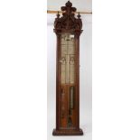 Late Victorian oak Gothic decorative carved Admiral Fitzroy barometer