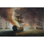 James Hardy 20th Century, oil on canvas laid on board - Aftermath of a sea battle, signed
