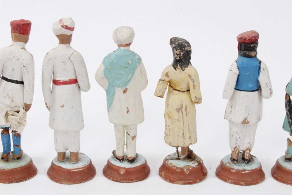 Nine 19th century Indian clay Lucknow figures - Image 7 of 8